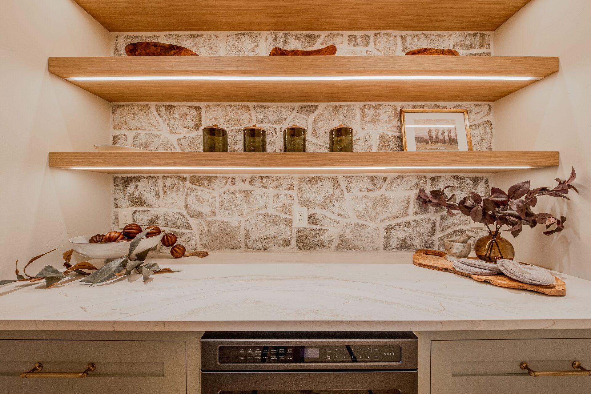 Custom bar detail with stone and tile