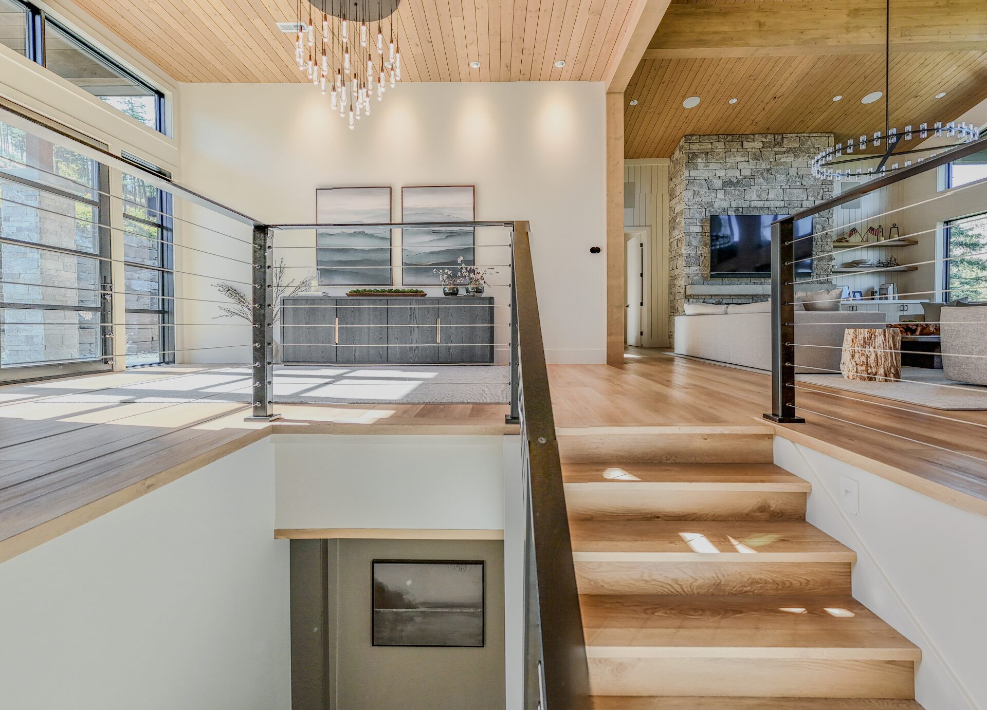 Open concept living space with premium flooring