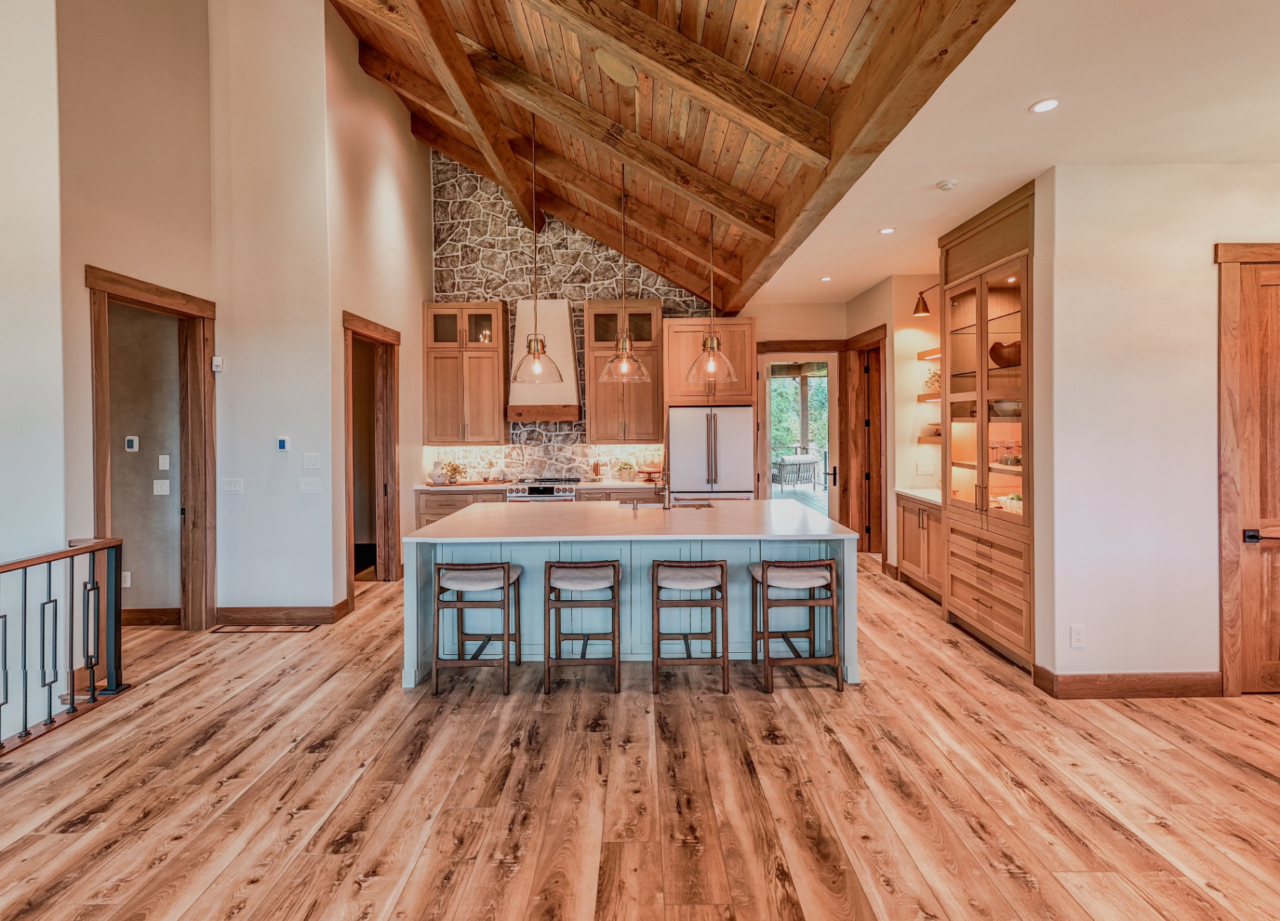Rustic kitchen with custom tile