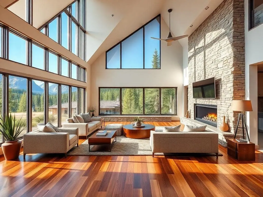 Interior with flooring materials